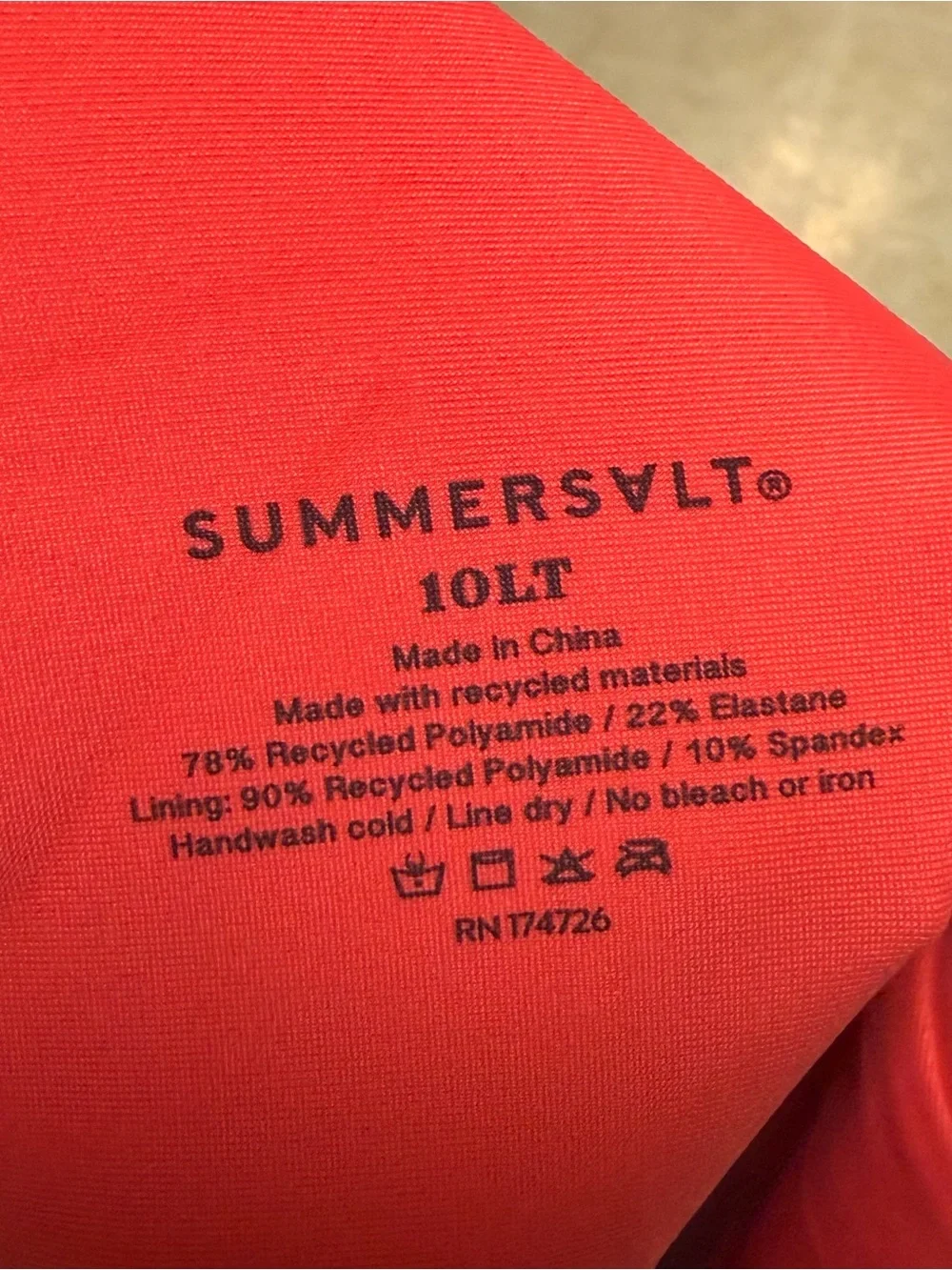 Summersalt The Sidestroke‎ One Piece Swimsuit Size 10 Long Torso Tall